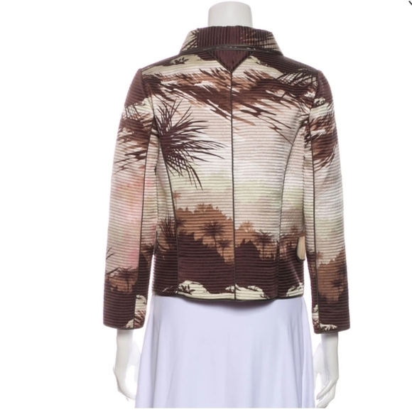 Proenza Schouler 100% silk palm tree print evening Jacket size 4 - Picture 2 of 10